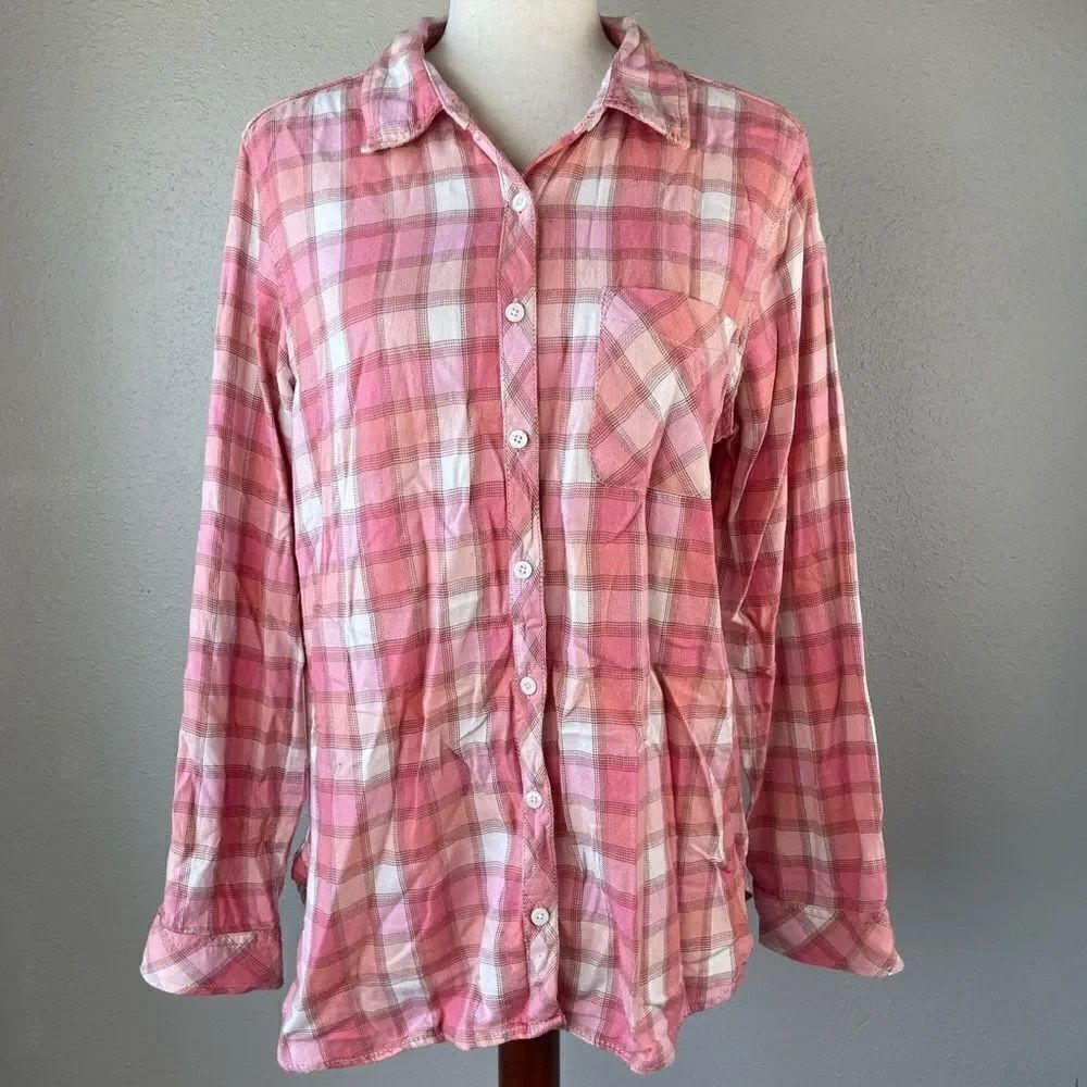 Sonoma Plaid Button Down Flannel Shirt Size L